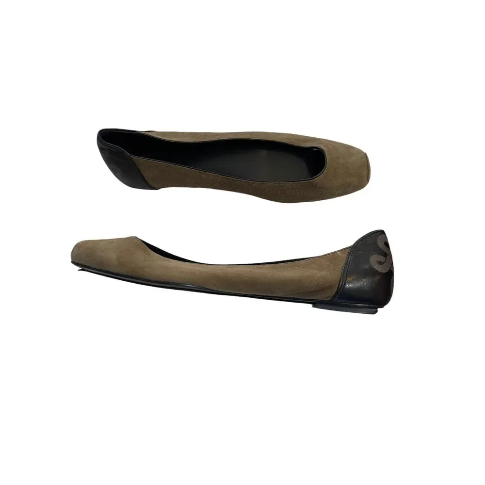 DVF Diane Von Furstenberg Olive Suede Ballet Flat‎ Size 6